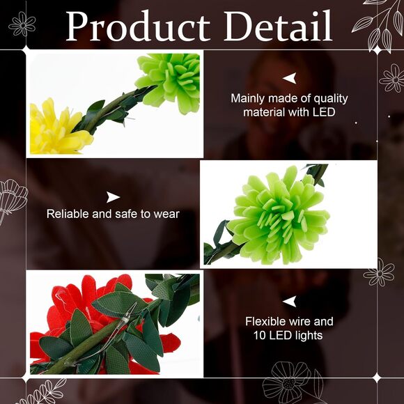 1419 64 Pcs Halloween Light up Flower Crown LED Glow Party Headband Girl main image 4